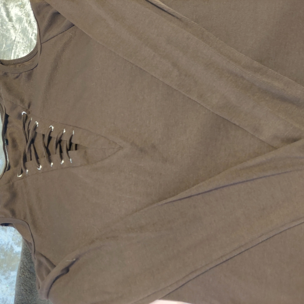 Brown Lace-Up Top